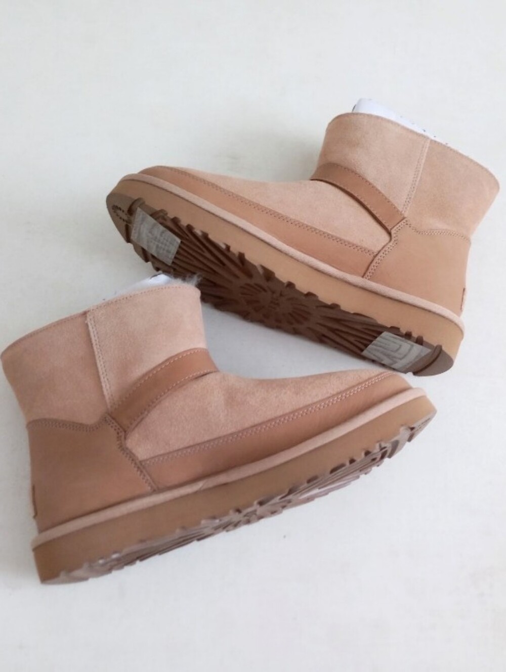 UGG Classic Mini Bellina belted tan shearling lined boots - Picture 4 of 13